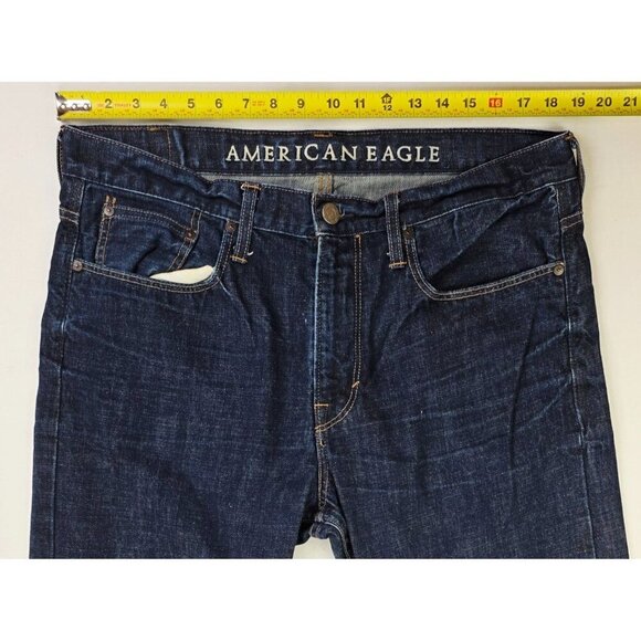 American Eagle Outfitters Size 36X34 Mens Relaxed Blue Denim Logo Cotton Jeans - Picture 2 of 11